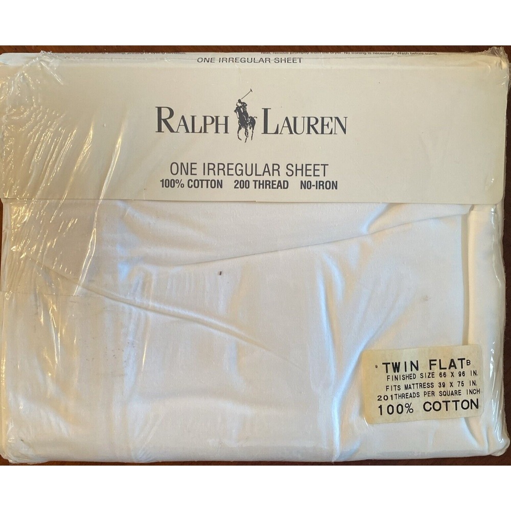 RALPH LAUREN Home Collection White TWIN Flat Sheet IRREGULAR NEW OLD STOCK